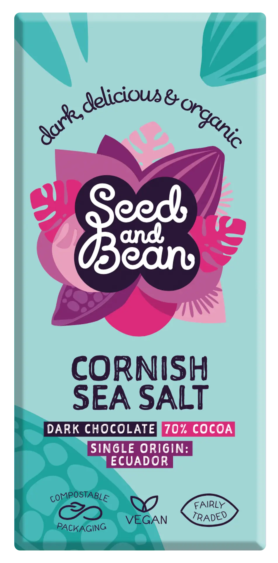 Mørk Chokolade 72% Cornish Sea Salt 75 g - øko