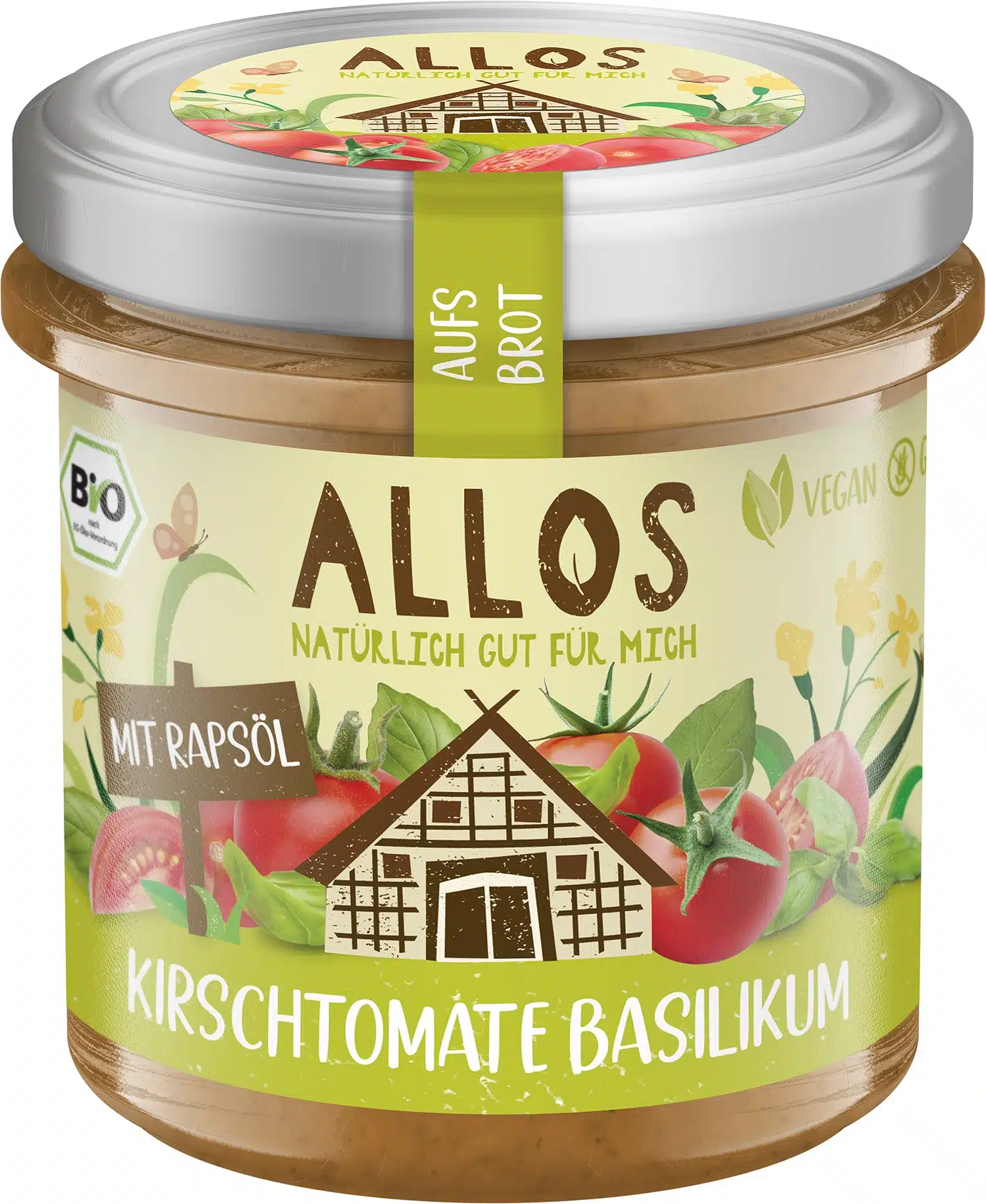 Smørepålæg aufs Brot Cherrytomat/Basilikum - øko