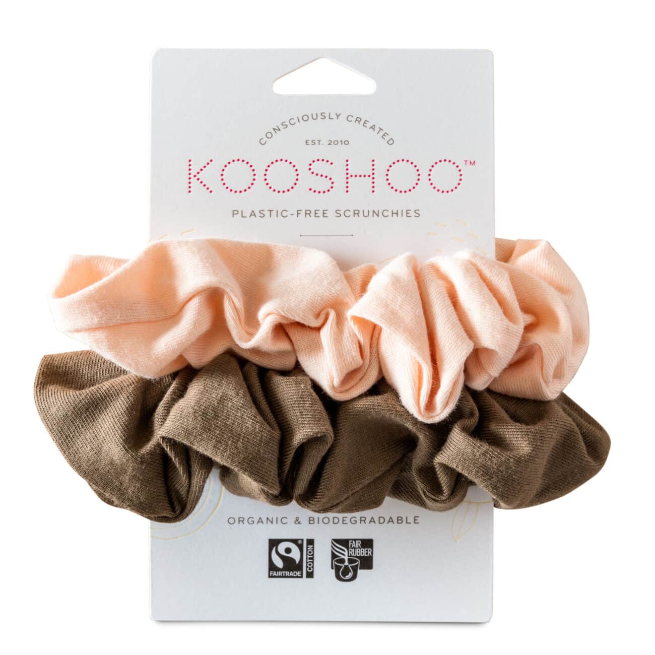 Hår scrunchie Fersken Valnød – øko og plastfri – 2 stk