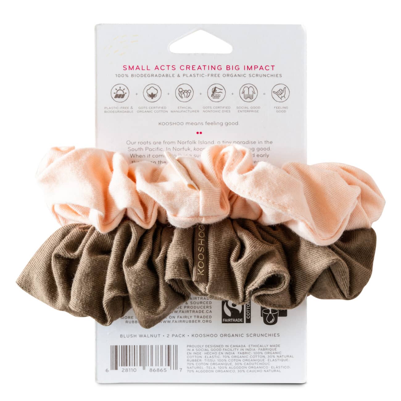 Hår scrunchie Fersken Valnød – øko og plastfri – 2 stk - Image 3