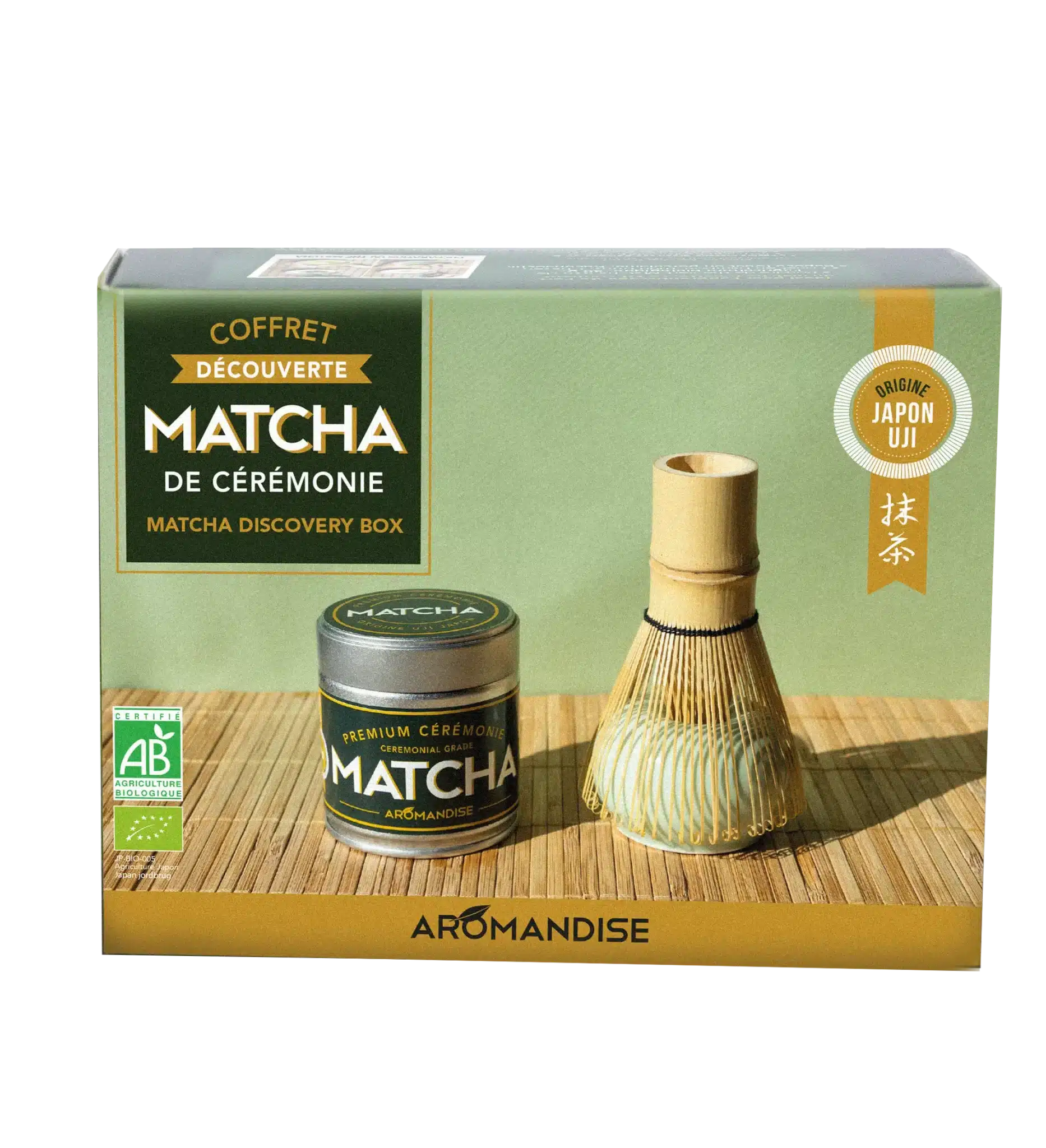 Matcha discovery-sæt (ceremonial grade matcha te, piskeris og holder) - øko