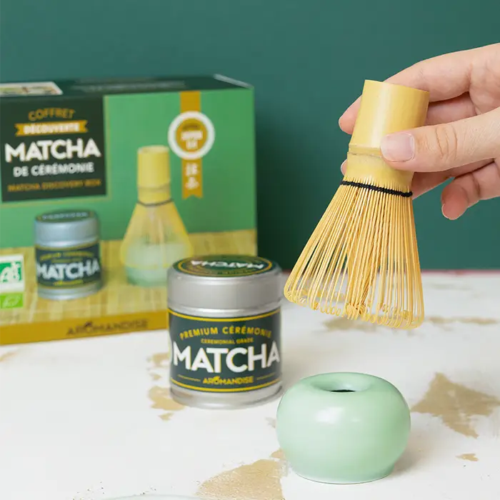 Matcha discovery-sæt (ceremonial grade matcha te, piskeris og holder) - øko - Image 2
