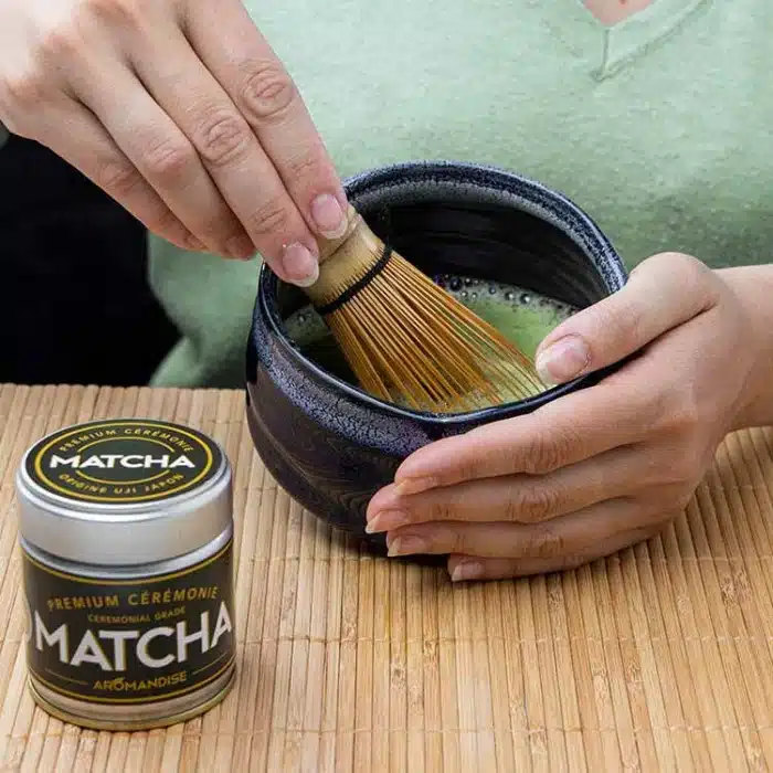 Matcha ceremoni-sæt (skål, matcha, ske, piskeris) - øko - Image 3