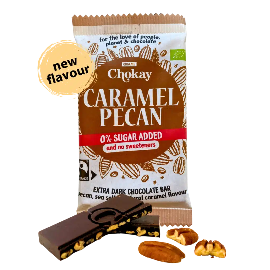 Bar extra Dark Caramel Pecan 65% - øko