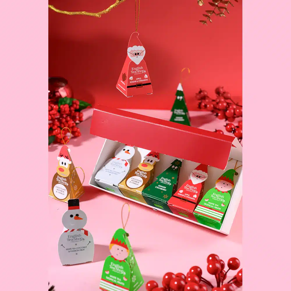 Gaveæske Julemotiver m. hank (10 pyramider) - øko - Image 4