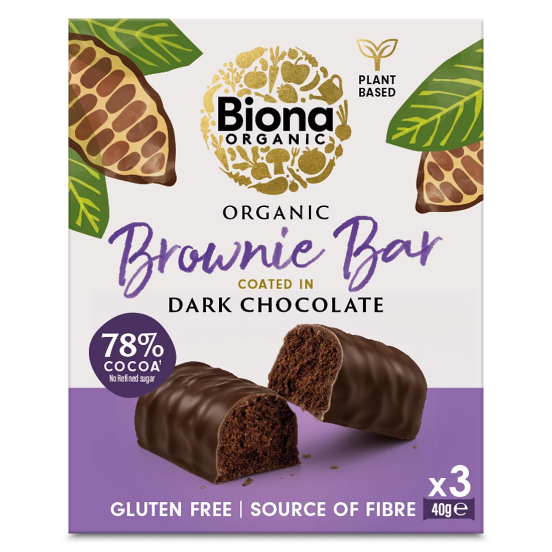 Mørk Chokolade Brownie Bar 3-pak – øko