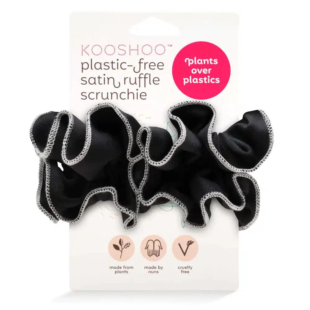 Hår scrunchie Satin Sort - øko & plastikfri - 2 stk