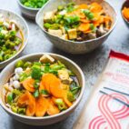 Nudelsuppe med miso, tofu og friske grøntsager