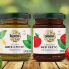 Rød og grøn økologisk pesto fra Biona