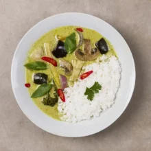 Thai grøn jackfruitcurry med Hom Mali-ris