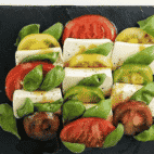 Tofu Caprese vegansk farverig og silkeblød